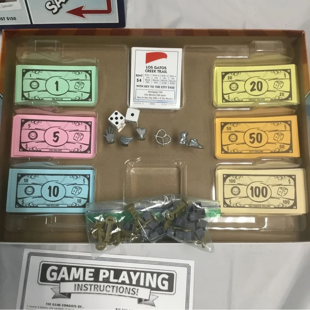 SAN JOSE-OPOLY Board Game Monopoly COMPLETE Silicon Valley Late For The Sky EUC